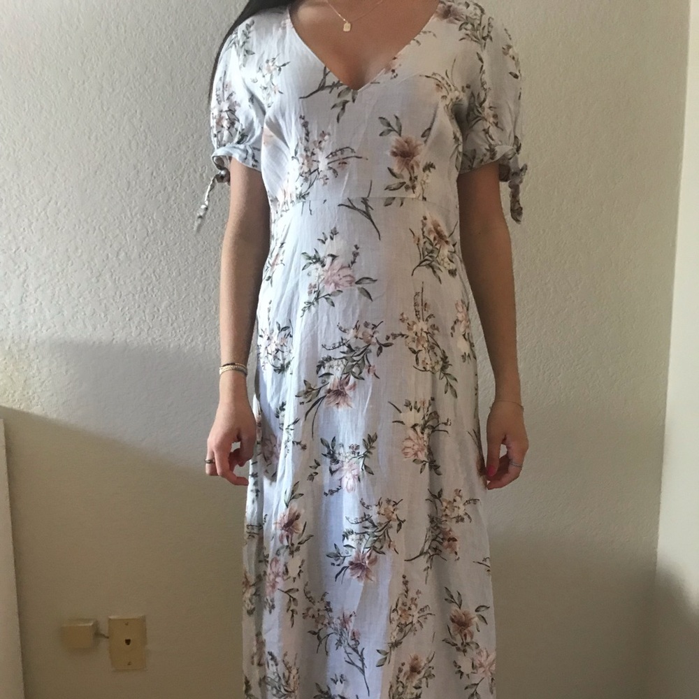 Zara Linen Floral Maxi Dress